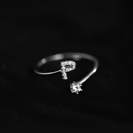26-letter ring for women, exquisite design, plain ring, open ring, index finger